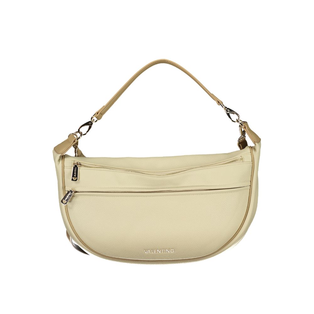 Mario Valentino Beige Leather-Finish Handbag with Removable Strap
