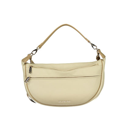 Mario Valentino Beige Leather-Finish Handbag with Removable Strap