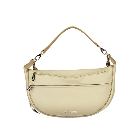 Mario Valentino Beige Leather-Finish Handbag with Removable Strap