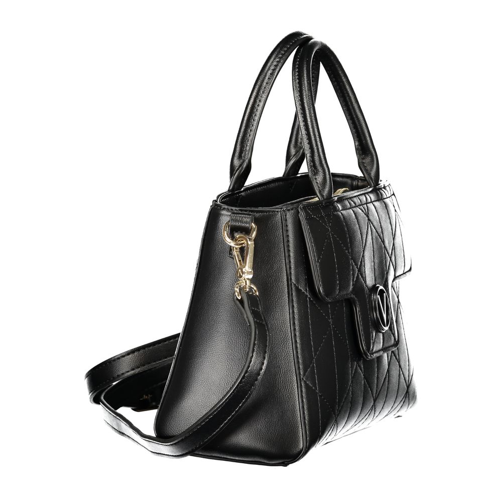 Mario Valentino Black Leather Handbag with Adjustable Strap