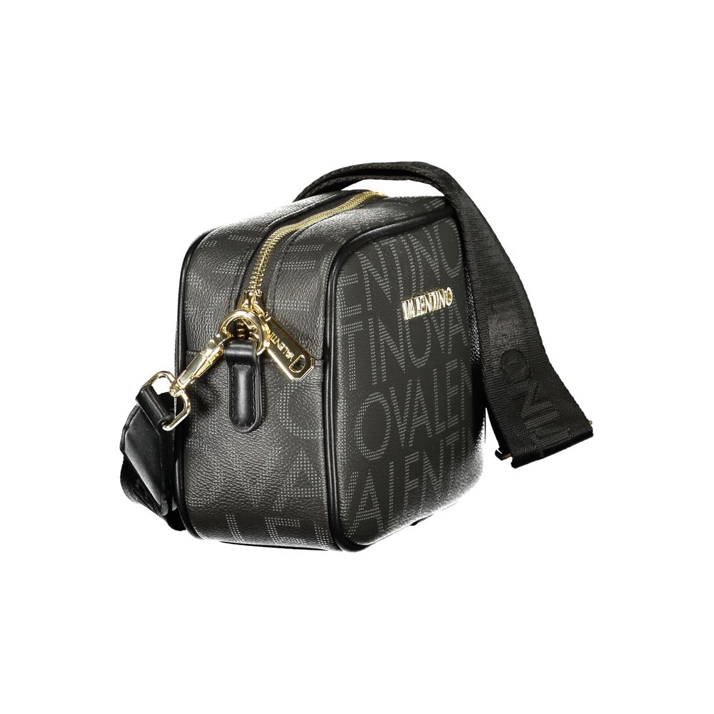 Mario Valentino Black Italian Leather Handbag with Adjustable Strap