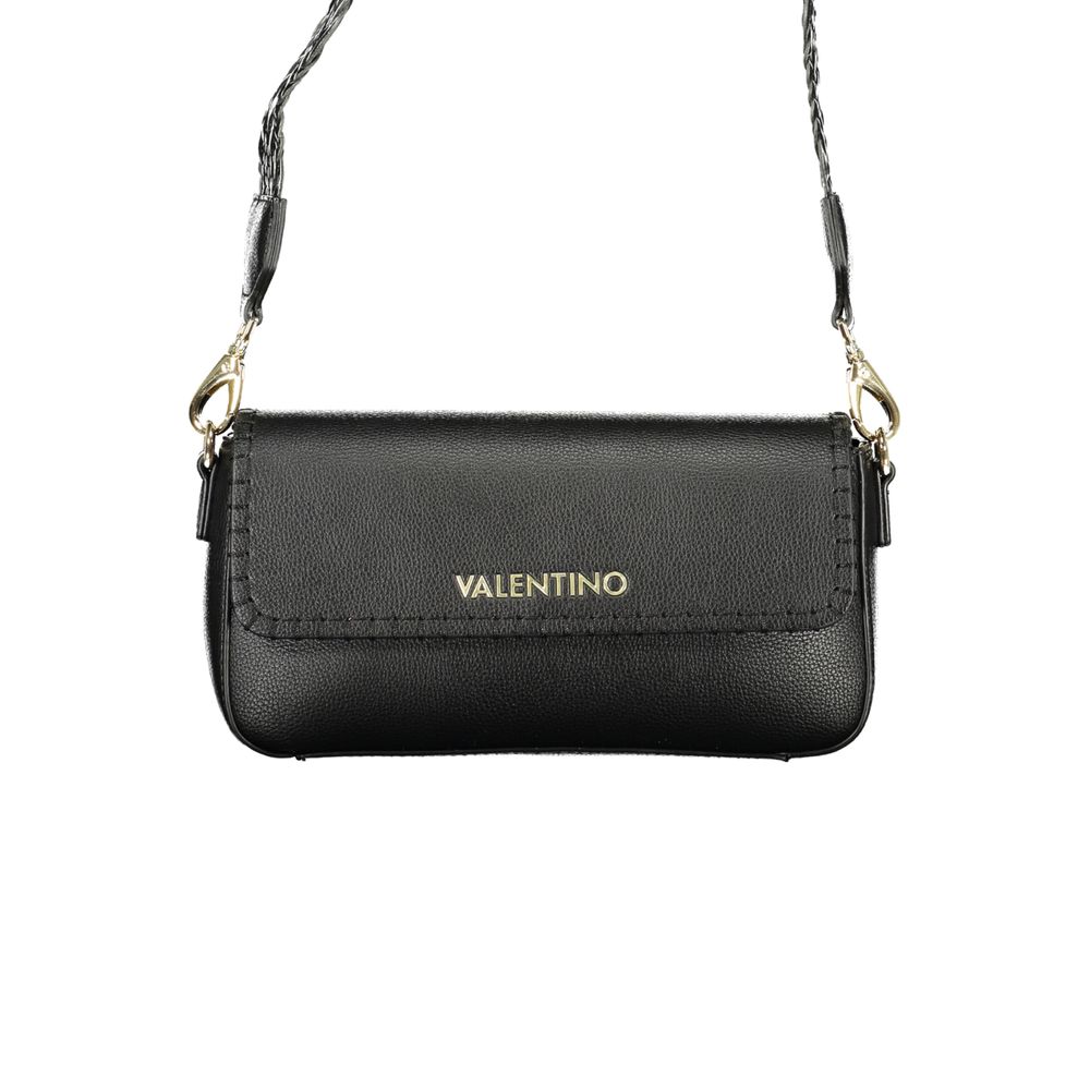 Mario Valentino Black Leather Handbag with Removable Shoulder Strap