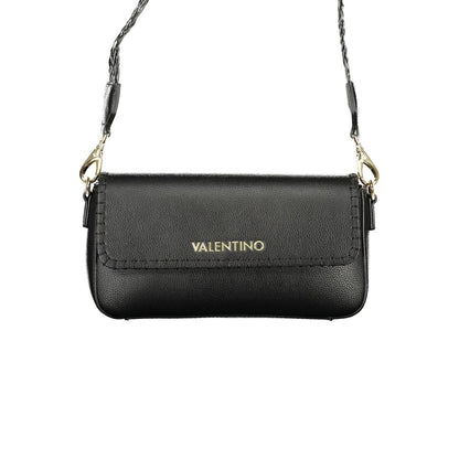 Mario Valentino Black Leather Handbag with Removable Shoulder Strap