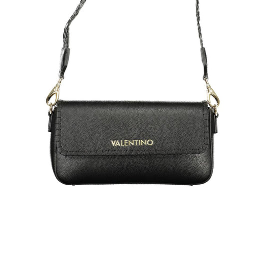 Mario Valentino Black Leather Handbag with Removable Shoulder Strap