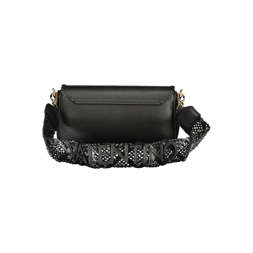 Mario Valentino Black Leather Handbag with Removable Shoulder Strap