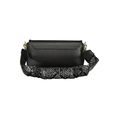 Mario Valentino Black Leather Handbag with Removable Shoulder Strap