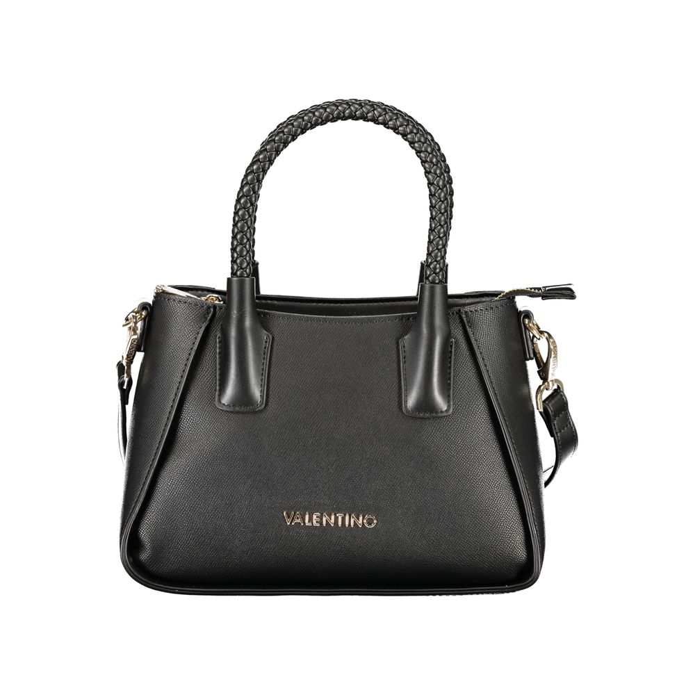 Mario Valentino Black Grained Leather Handbag with Adjustable Strap