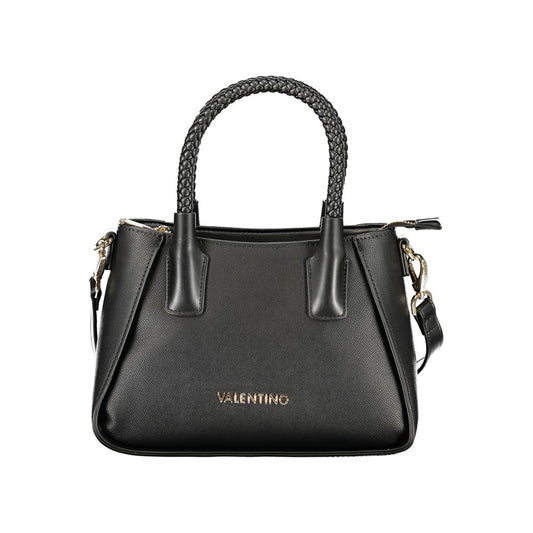 Mario Valentino Black Grained Leather Handbag with Adjustable Strap
