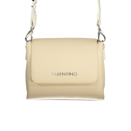 Mario Valentino Beige Handbag with Removable Strap and Zip Closure