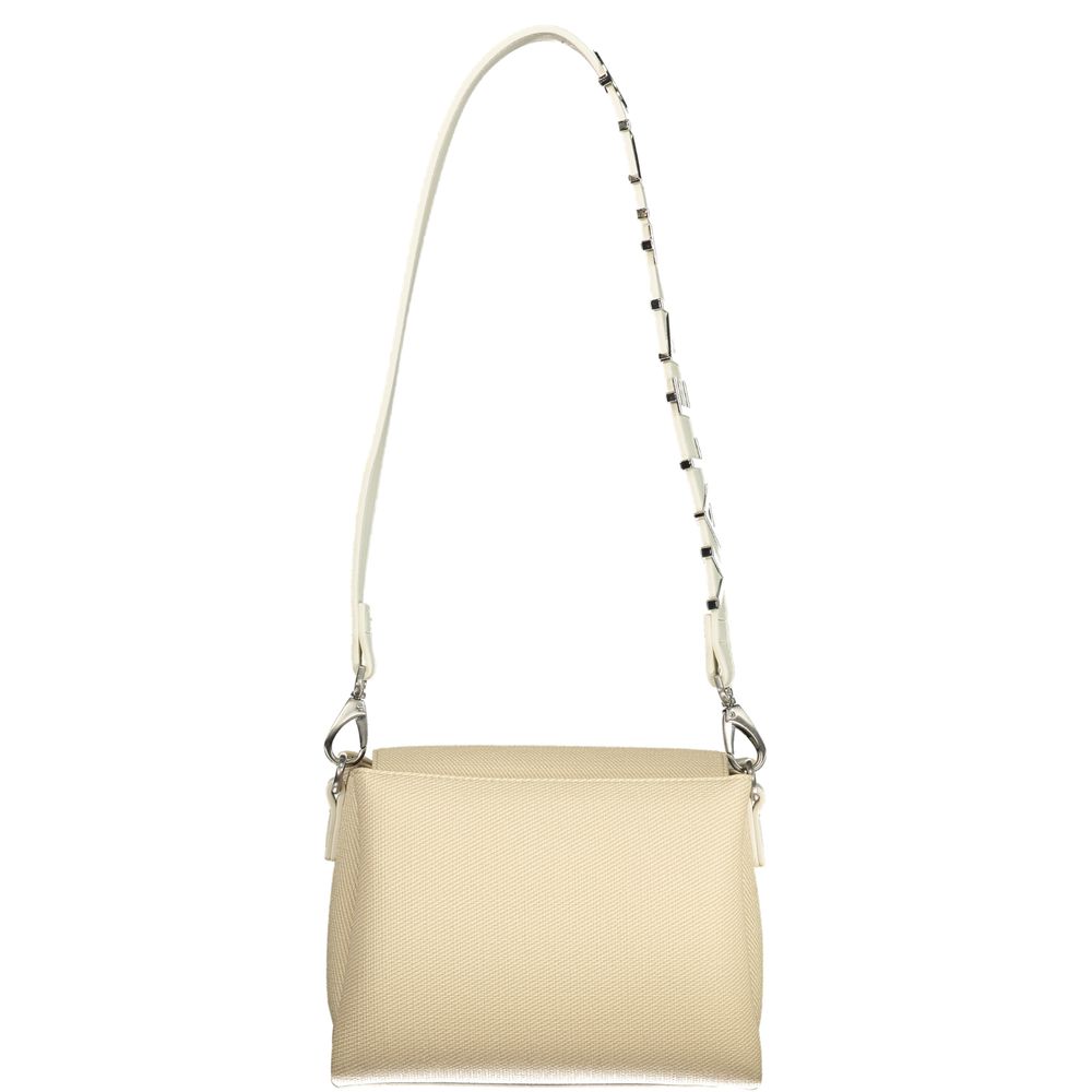 Mario Valentino Beige Handbag with Removable Strap and Zip Closure