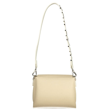 Mario Valentino Beige Handbag with Removable Strap and Zip Closure