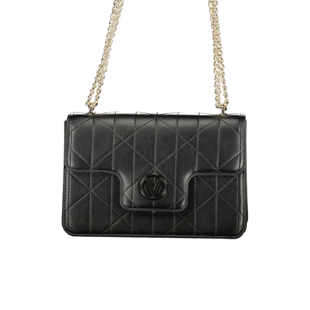 Mario Valentino Black Leather Handbag with Chain Handles