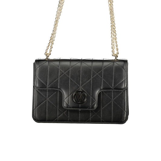 Mario Valentino Black Leather Handbag with Chain Handles