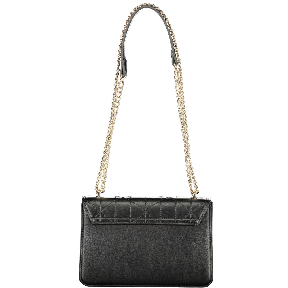 Mario Valentino Black Leather Handbag with Chain Handles
