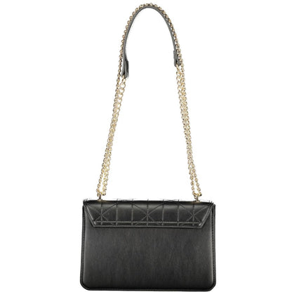 Mario Valentino Black Leather Handbag with Chain Handles