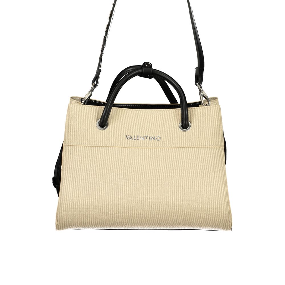 Mario Valentino Beige Leather Handbag with Adjustable Handles