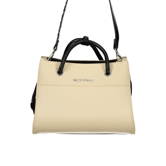 Mario Valentino Beige Leather Handbag with Adjustable Handles