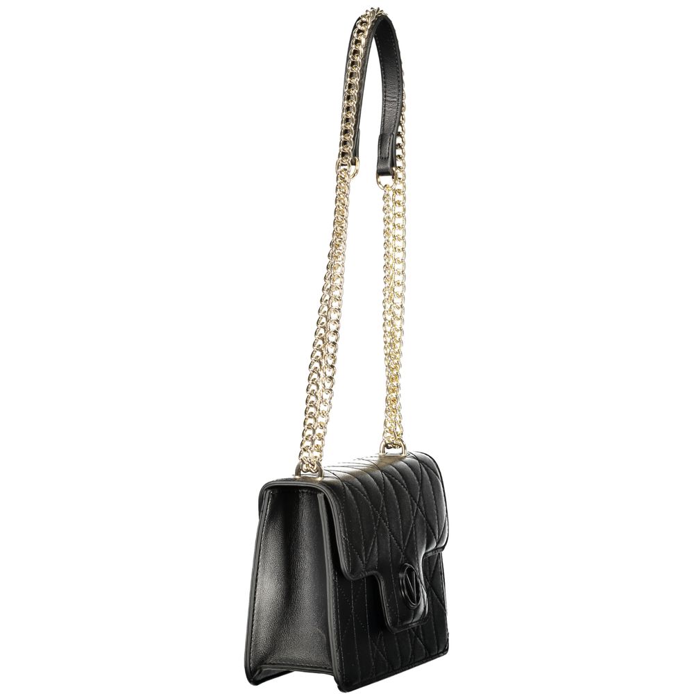Mario Valentino Black Leather Handbag with Chain Handles
