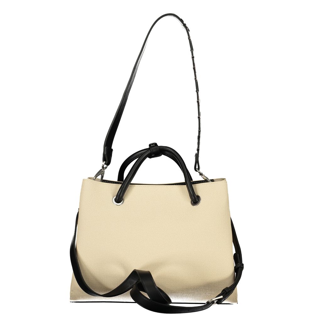 Mario Valentino Beige Leather Handbag with Adjustable Handles