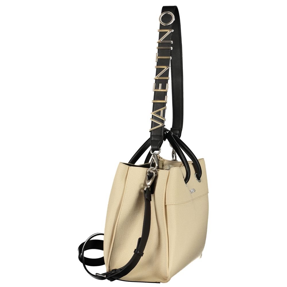 Mario Valentino Beige Leather Handbag with Adjustable Handles