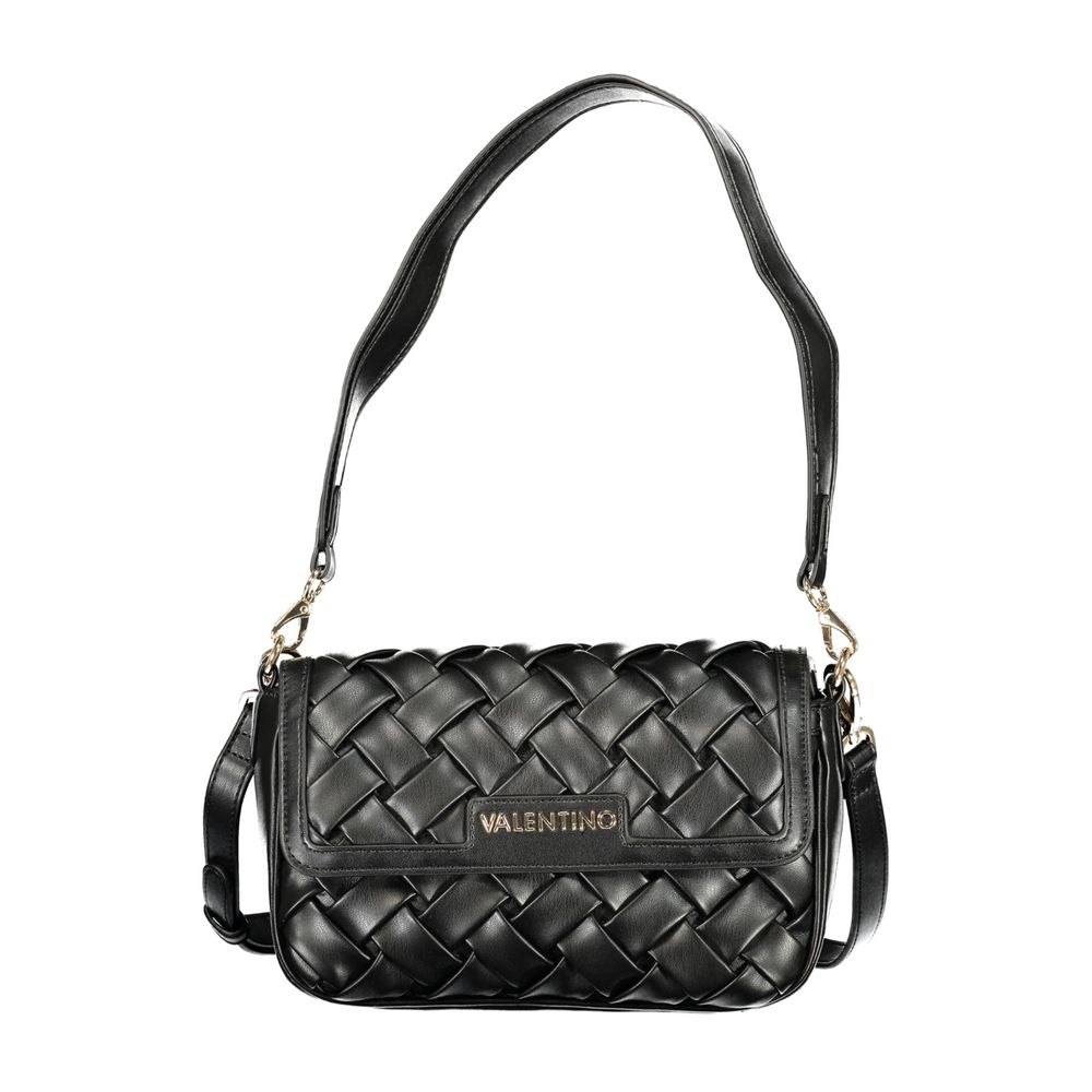 Mario Valentino Black Leather Handbag with Adjustable Strap