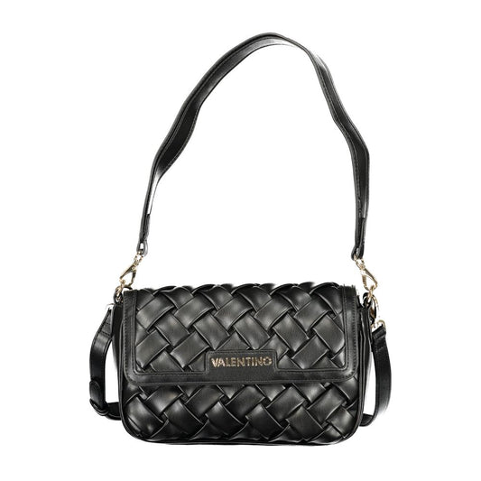 Mario Valentino Black Leather Handbag with Adjustable Strap