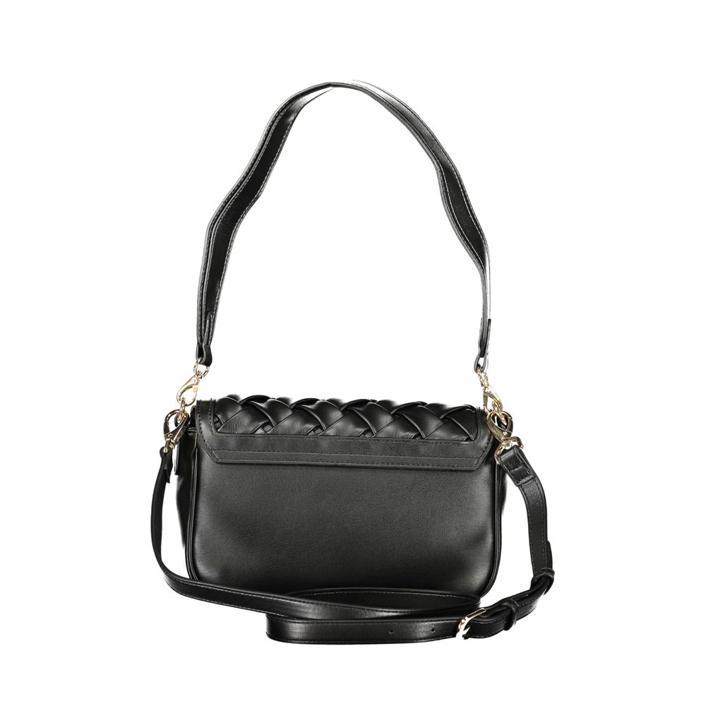 Mario Valentino Black Leather Handbag with Adjustable Strap