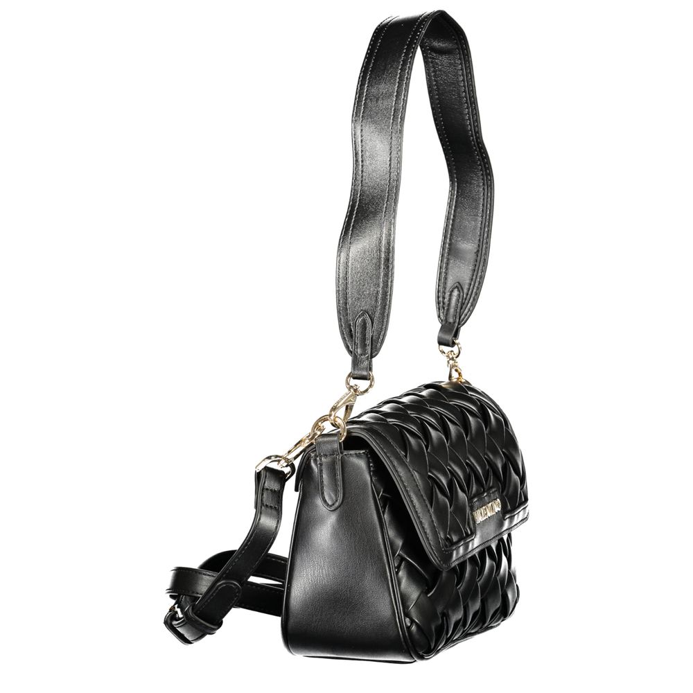 Mario Valentino Black Leather Handbag with Adjustable Strap