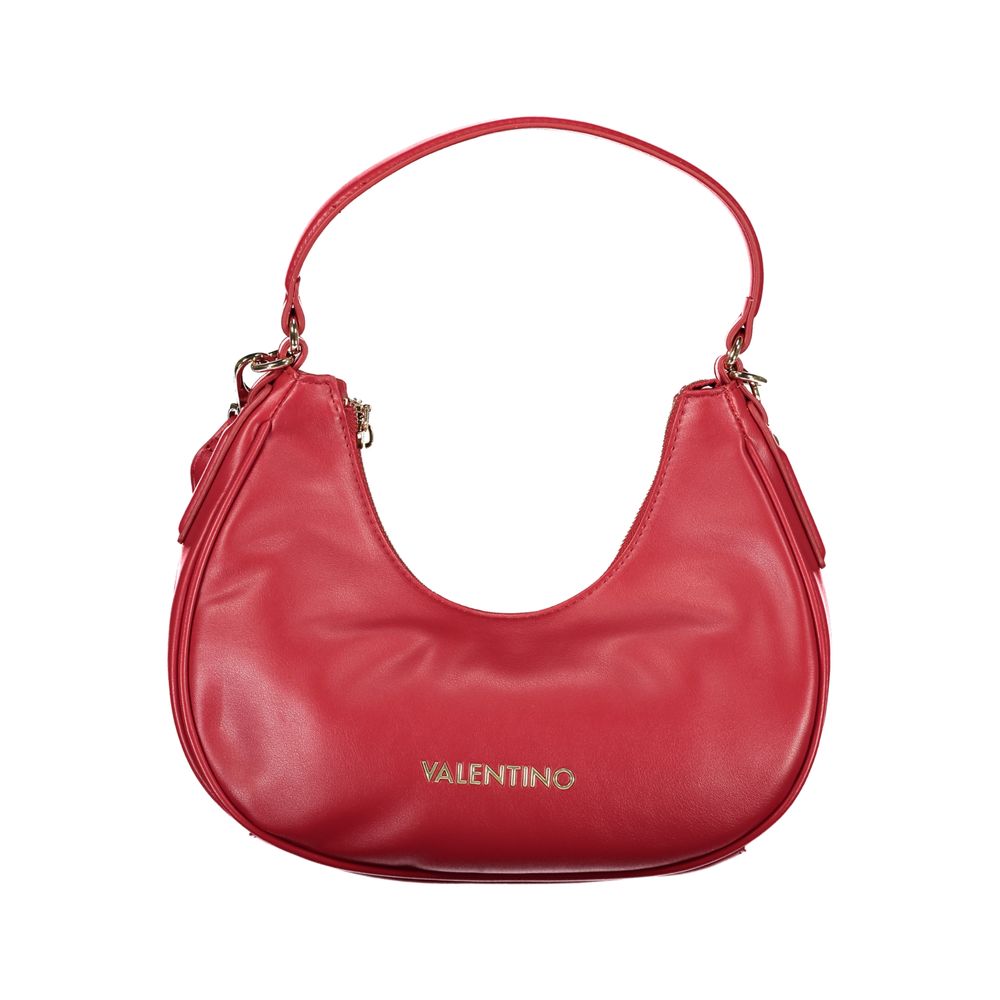 Mario Valentino Red Leather Shoulder Handbag with Adjustable Strap