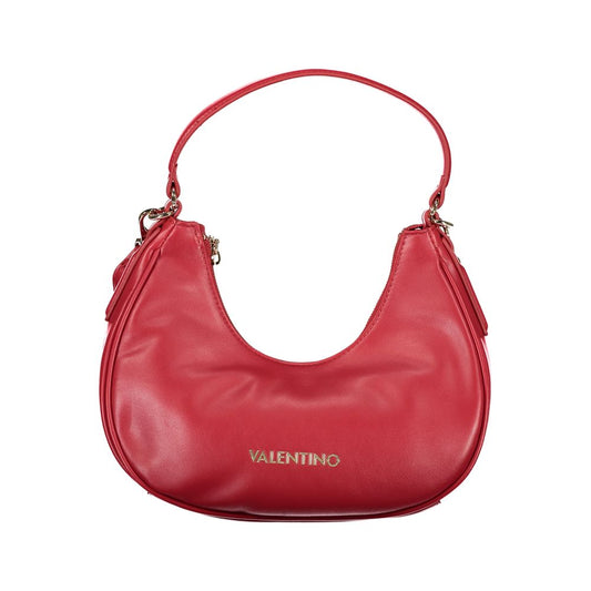 Mario Valentino Red Leather Shoulder Handbag with Adjustable Strap