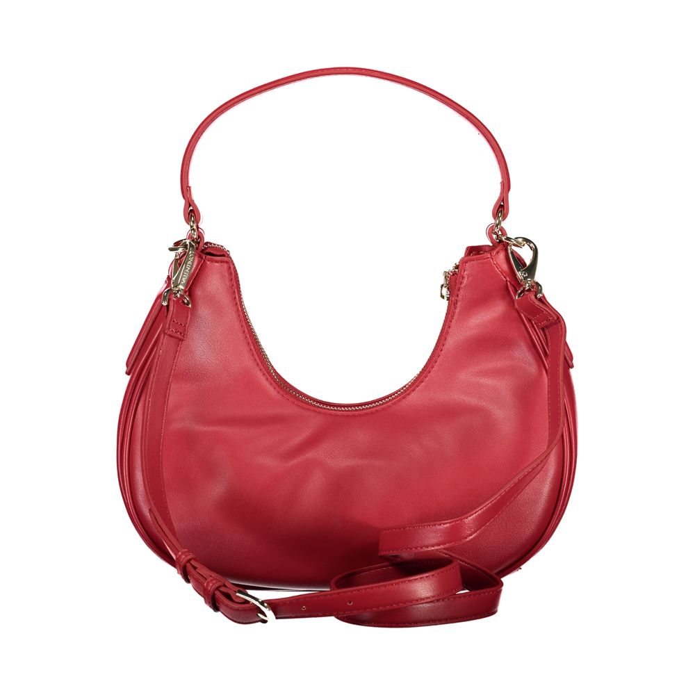 Mario Valentino Red Leather Shoulder Handbag with Adjustable Strap