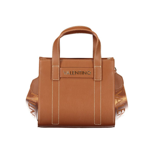 Mario Valentino Brown Leather-Finish Handbag with Adjustable Straps