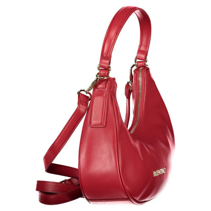 Mario Valentino Red Leather Shoulder Handbag with Adjustable Strap