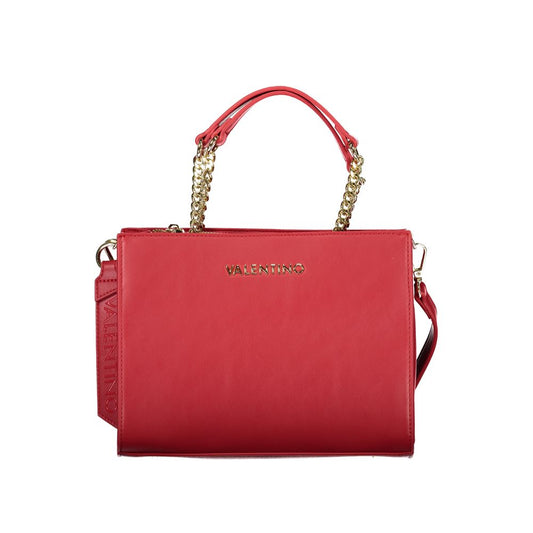 Mario Valentino Red Handbag with Chain Handles and Key Ring