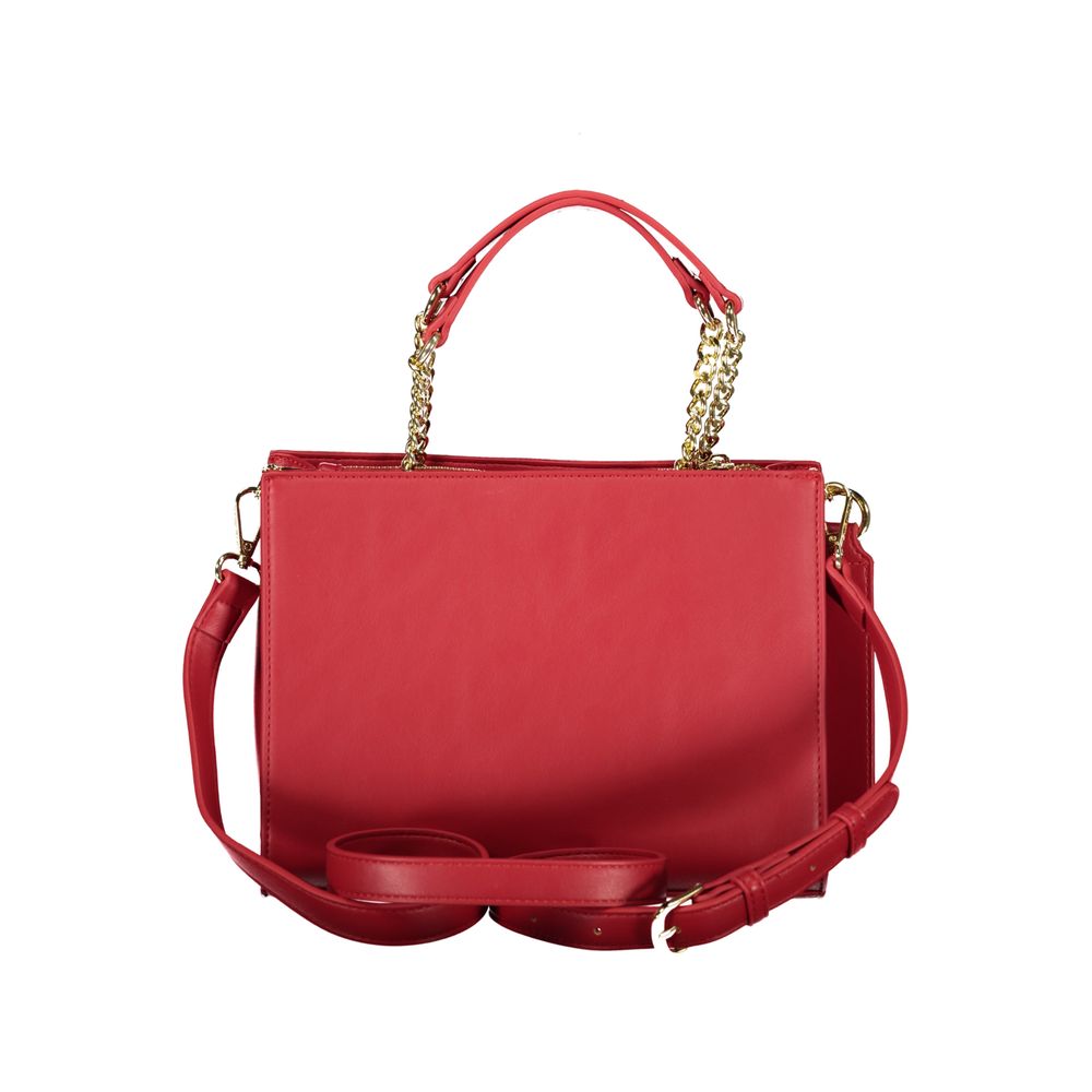 Mario Valentino Red Handbag with Chain Handles and Key Ring
