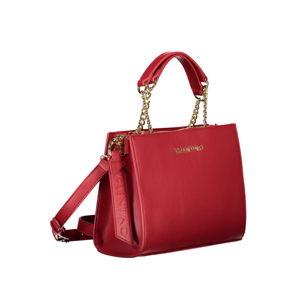 Mario Valentino Red Handbag with Chain Handles and Key Ring
