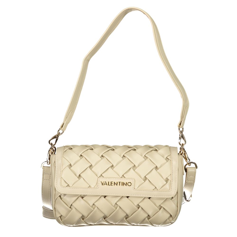Mario Valentino Beige Leather Handbag with Elegant Contrast Details