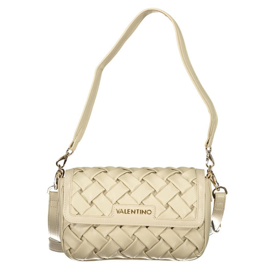 Mario Valentino Beige Leather Handbag with Elegant Contrast Details