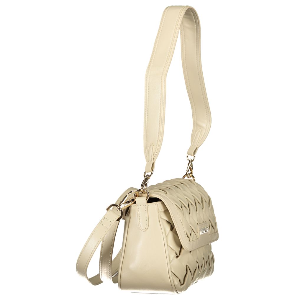 Mario Valentino Beige Leather Handbag with Elegant Contrast Details