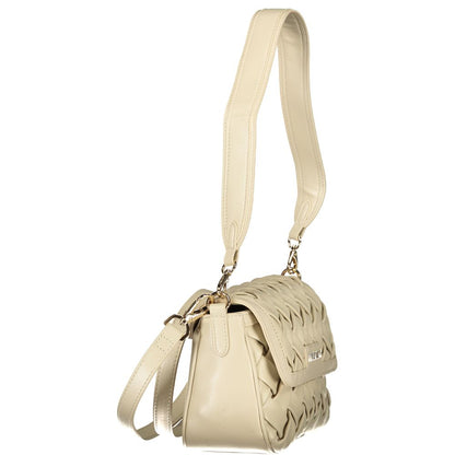 Mario Valentino Beige Leather Handbag with Elegant Contrast Details