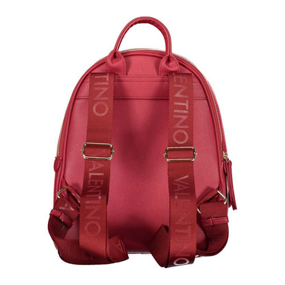 Mario Valentino Red Leather-Finish Backpack with Adjustable Straps