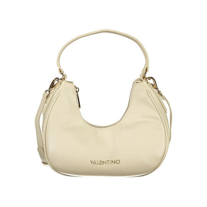 Mario Valentino Beige Leather-Finish Handbag with Adjustable Strap