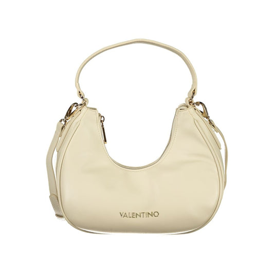 Mario Valentino Beige Leather-Finish Handbag with Adjustable Strap