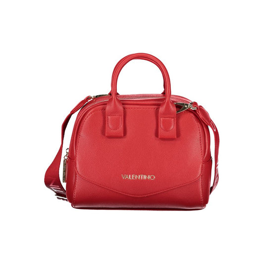 Mario Valentino Red Leather Handbag with Gold Accents