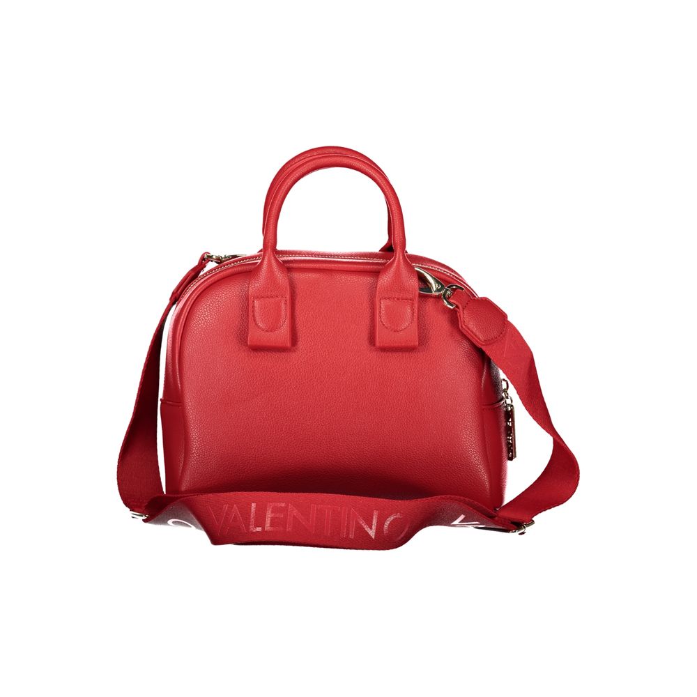 Mario Valentino Red Leather Handbag with Gold Accents