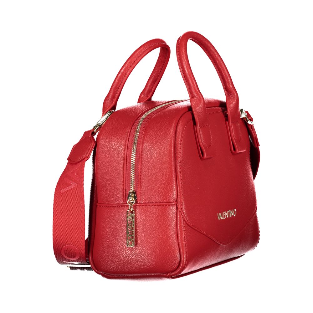 Mario Valentino Red Leather Handbag with Gold Accents