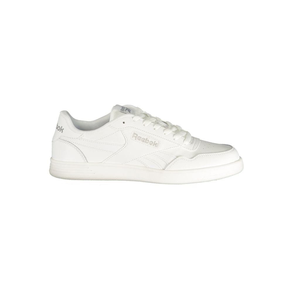 Reebok White Polyester Athletic Sneakers - Unisex Lace-Up Sports Shoe