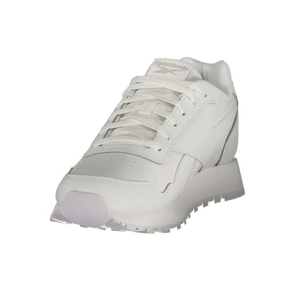 Reebok White Polyester Athletic Sneakers - Unisex Lace-Up Sports Shoes