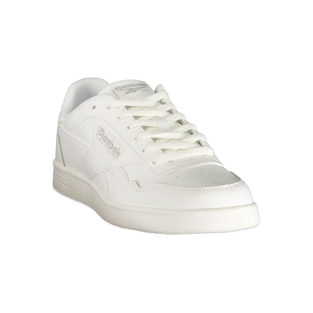 Reebok White Polyester Athletic Sneakers - Unisex Lace-Up Sports Shoe