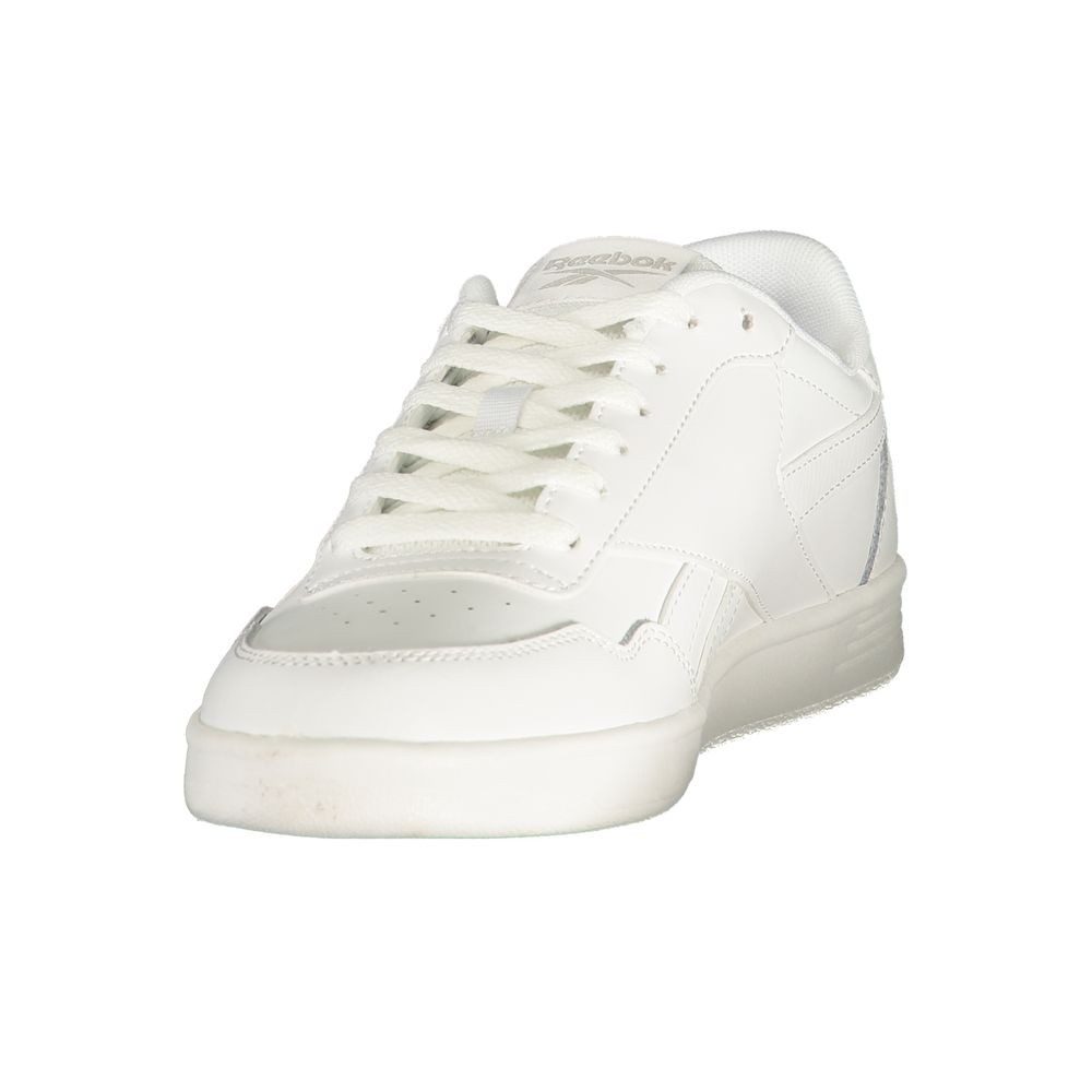 Reebok White Polyester Athletic Sneakers - Unisex Lace-Up Sports Shoe